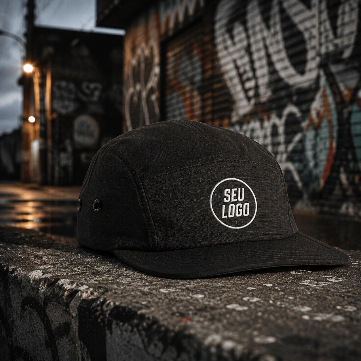Boné modelo Five Panel personalizado da Makuim Bonés